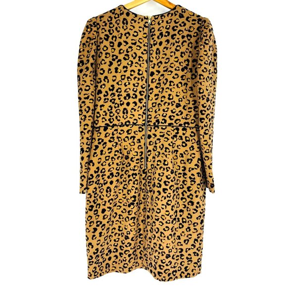 Donna Karan Womens Brown Tan Leopard Print Crew Neck Long Sleeve Zip Dress 12 - Picture 5 of 13